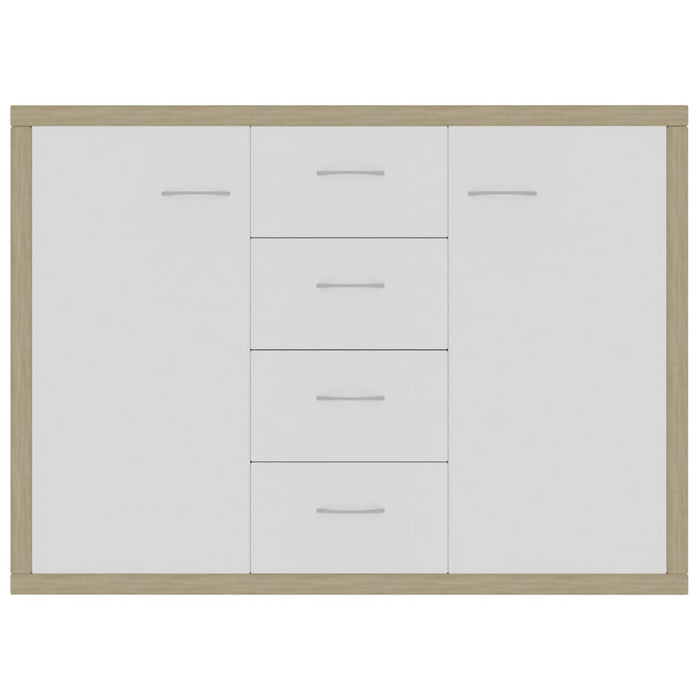 Credenza Bianca e Rovere Sonoma 88x30x65cm in Legno Multistrato 800689