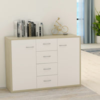 Credenza Bianca e Rovere Sonoma 88x30x65cm in Legno Multistrato 800689