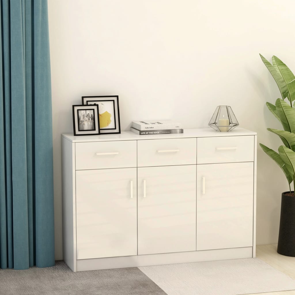 Credenza Bianca 110x30x75 cm in Legno Multistrato 800702