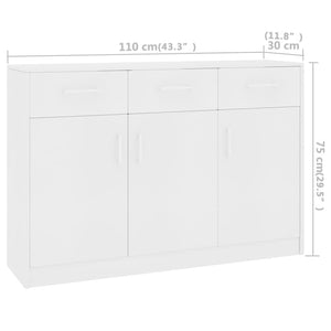 Credenza Bianca 110x30x75 cm in Legno Multistrato 800702
