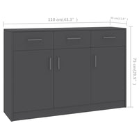 Credenza Grigia 110x30x75 cm in Truciolato cod mxl 62582