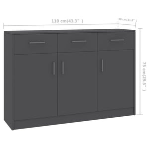 Credenza Grigia 110x30x75 cm in Truciolato cod mxl 62582