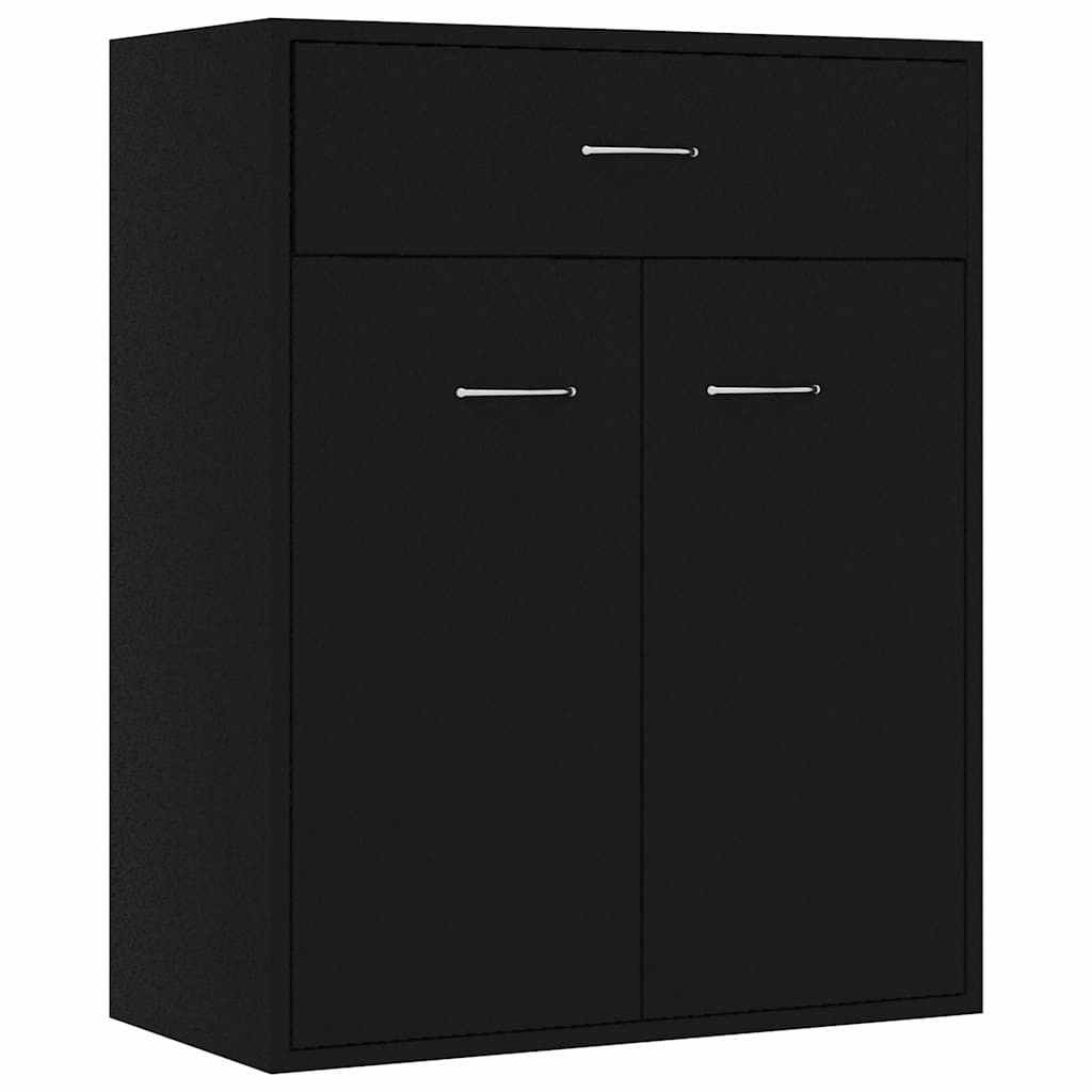 Credenza-Buffet-Armadio da cucina Nera 60x30x75 cm in Legno Multistrato 430902