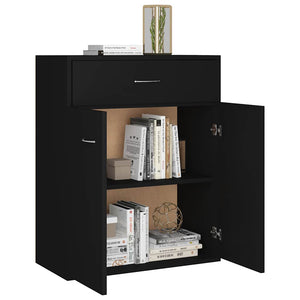 Credenza-Buffet-Armadio da cucina Nera 60x30x75 cm in Legno Multistrato 430902