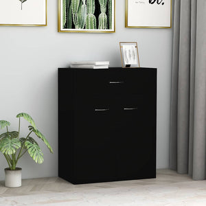 Credenza-Buffet-Armadio da cucina Nera 60x30x75 cm in Legno Multistrato 430902