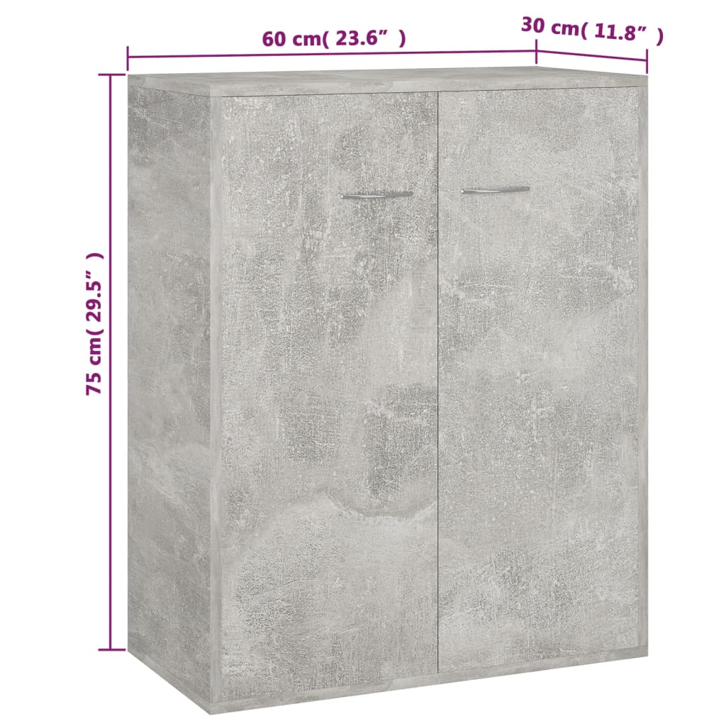Credenza Grigio Cemento 60x30x75 cm in Legno Multistrato 800733