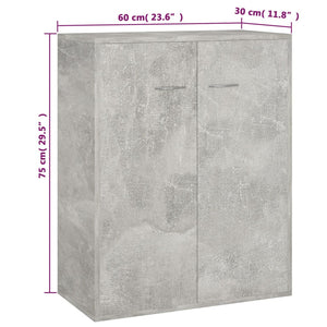 Credenza Grigio Cemento 60x30x75 cm in Legno Multistrato 800733