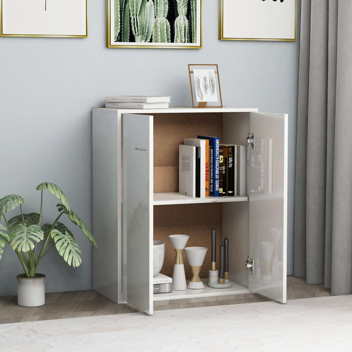 Credenza Bianco Lucido 60x30x75 cm in Legno Multistrato 800735