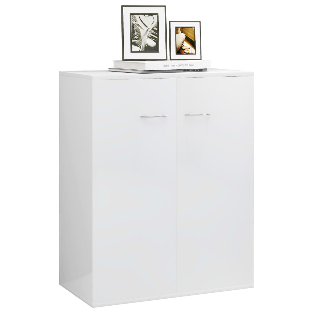 Credenza Bianco Lucido 60x30x75 cm in Legno Multistrato 800735