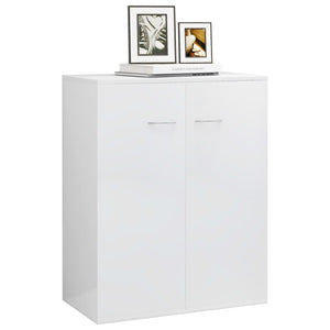 Credenza Bianco Lucido 60x30x75 cm in Legno Multistrato 800735