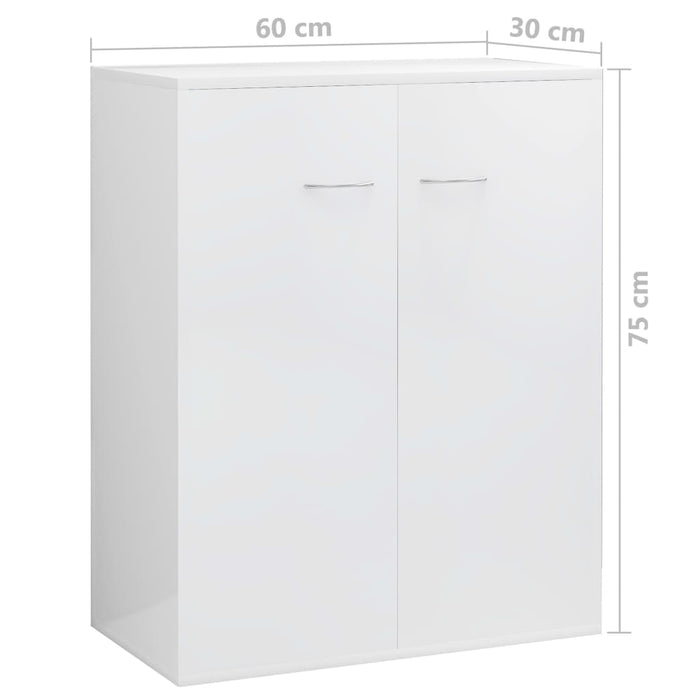 Credenza Bianco Lucido 60x30x75 cm in Legno Multistrato 800735