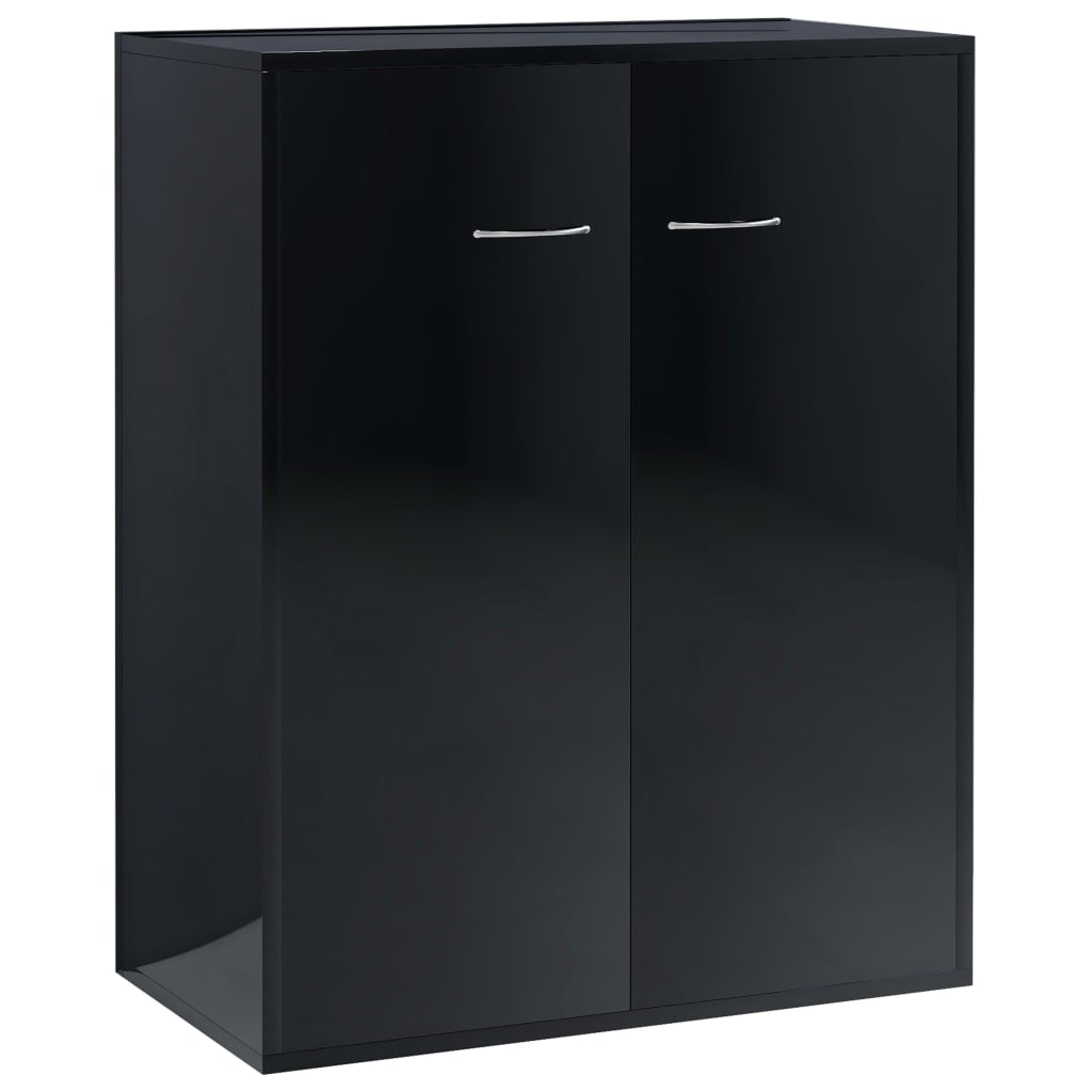 Credenza Nero Lucido 60x30x75 cm in Legno Multistrato 800736