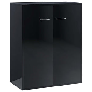 Credenza Nero Lucido 60x30x75 cm in Legno Multistrato 800736