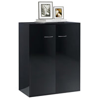 Credenza Nero Lucido 60x30x75 cm in Legno Multistrato 800736