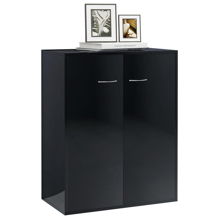 Credenza Nero Lucido 60x30x75 cm in Legno Multistrato 800736
