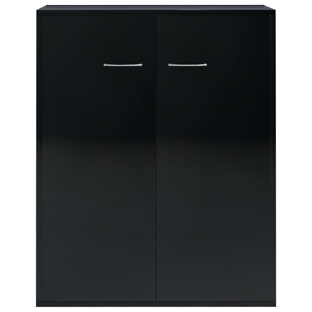 Credenza Nero Lucido 60x30x75 cm in Legno Multistrato 800736