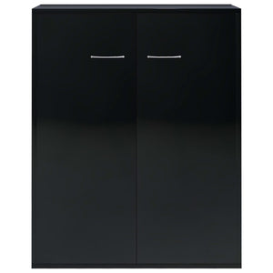 Credenza Nero Lucido 60x30x75 cm in Legno Multistrato 800736