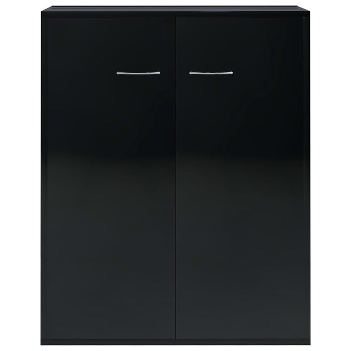 Credenza Nero Lucido 60x30x75 cm in Legno Multistrato 800736