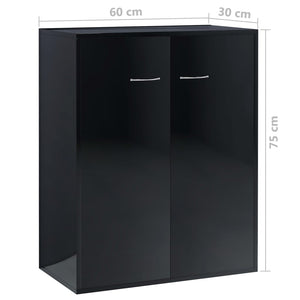 Credenza Nero Lucido 60x30x75 cm in Legno Multistrato 800736