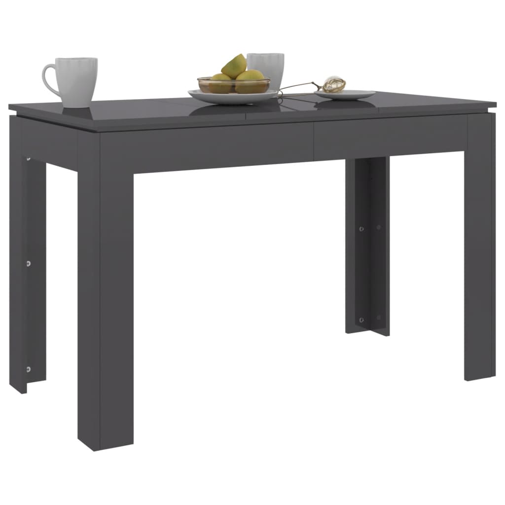 Tavolo da Pranzo Grigio Lucido 120x60x76cm in Legno Multistrato 800764