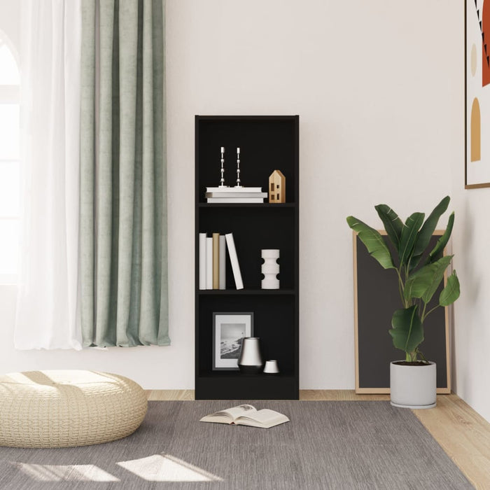 Libreria a 3 Ripiani Nera 40x24x109 cm in Legno Multistrato 800829