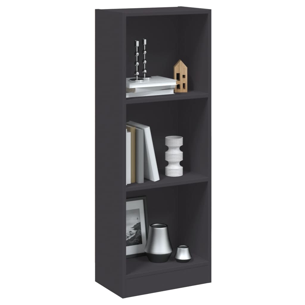 Libreria a 3 Ripiani Grigia 40x24x109 cm in Legno Multistrato 800830
