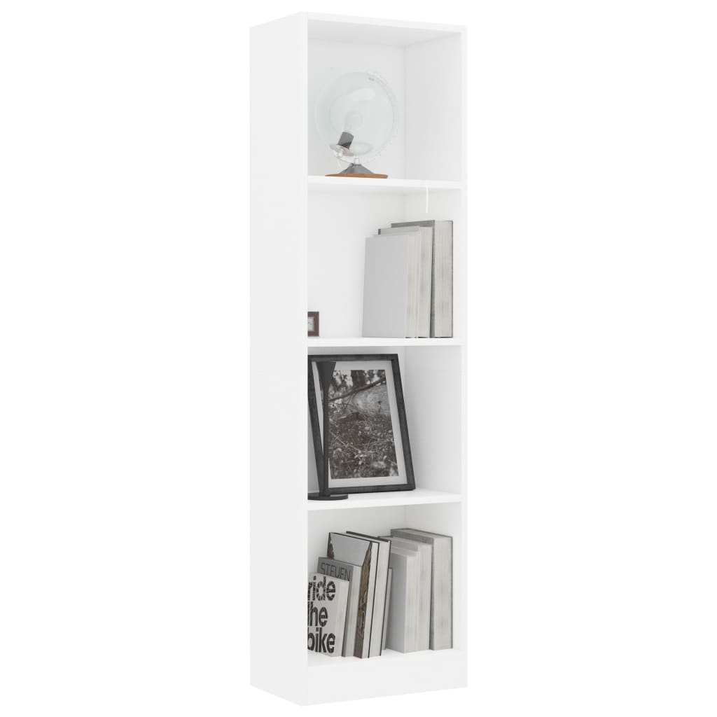 Libreria a 4 Ripiani Bianca 40x24x142 cm in Legno Multistrato 800837