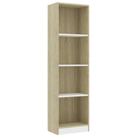 Libreria 4 Ripiani Bianco Rovere Sonoma 40x24x142cm Truciolato cod mxl 68261