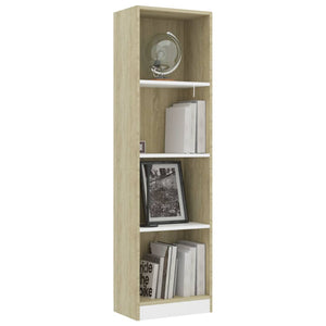 Libreria 4 Ripiani Bianco Rovere Sonoma 40x24x142cm Truciolato cod mxl 68261