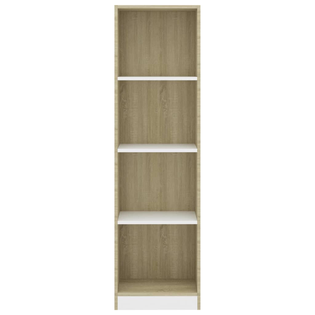 Libreria 4 Ripiani Bianco Rovere Sonoma 40x24x142cm Truciolato cod mxl 68261