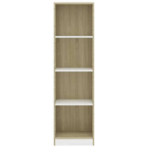 Libreria 4 Ripiani Bianco Rovere Sonoma 40x24x142cm Truciolato cod mxl 68261