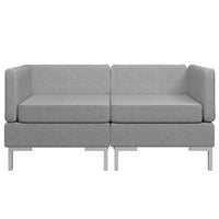 Divani Angolari Modulari 2 pz Cuscini in Tessuto Grigio Chiaro 287040