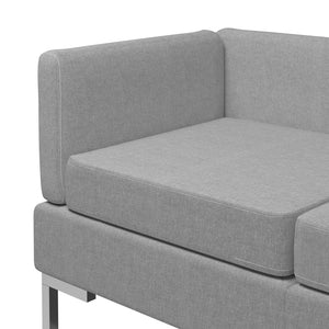 vidaXL Divani Angolari Modulari 2 pz Cuscini in Tessuto Grigio Chiaro