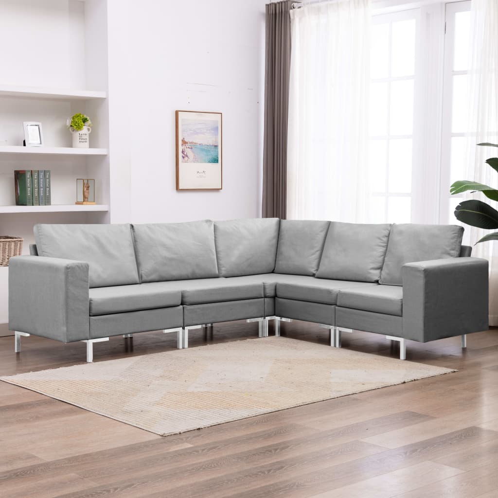 Set di Divani 5 pz in Tessuto Grigio Chiaro 287190