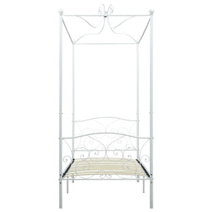 Letto a Baldacchino Bianco in Metallo 90x200 cm 284468