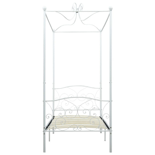 Letto a Baldacchino Bianco in Metallo 90x200 cm 284468