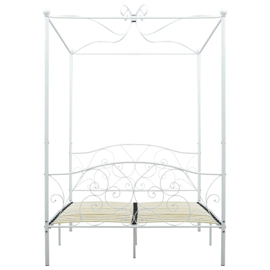 Letto a Baldacchino Bianco in Metallo 120x200 cm 284470