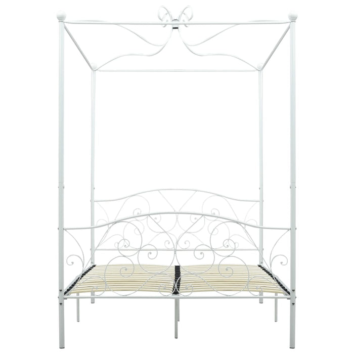 Letto a Baldacchino Bianco in Metallo 140x200 cm cod mxl 62955