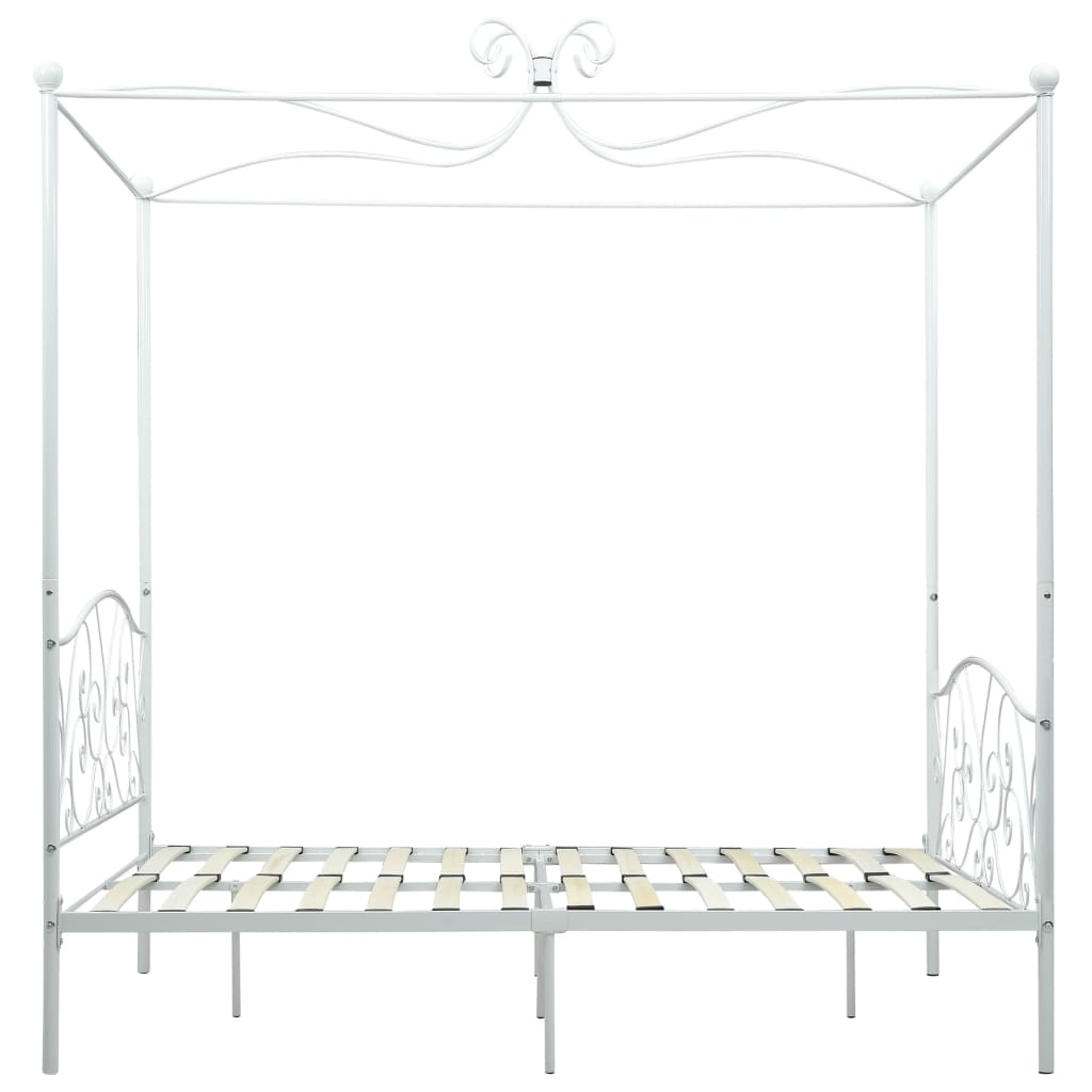 Letto a Baldacchino Bianco in Metallo 140x200 cm cod mxl 62955