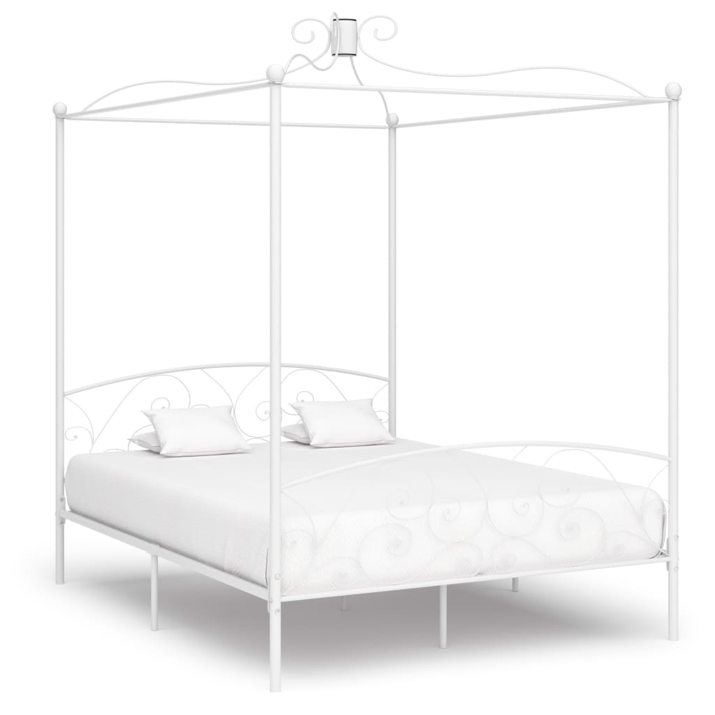 Letto a Baldacchino Bianco in Metallo 160x200 cm cod mxl 64108