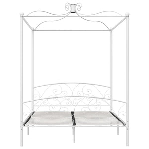 Letto a Baldacchino Bianco in Metallo 160x200 cm 284472