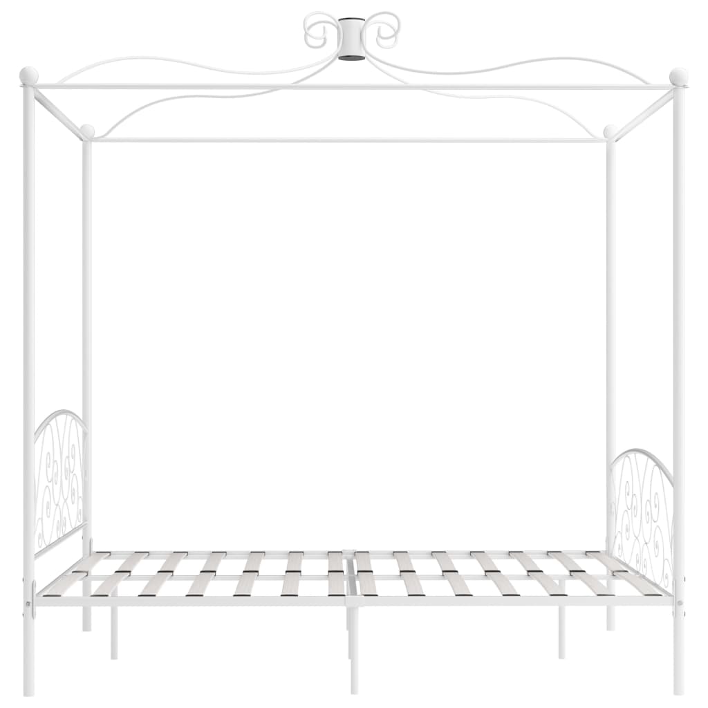 Letto a Baldacchino Bianco in Metallo 160x200 cm 284472