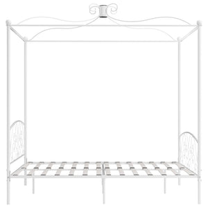 Letto a Baldacchino Bianco in Metallo 160x200 cm 284472