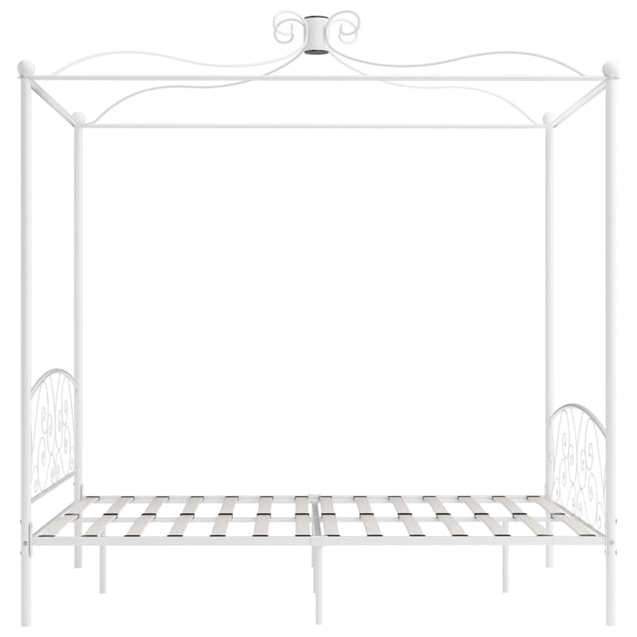 Letto a Baldacchino Bianco in Metallo 160x200 cm 284472