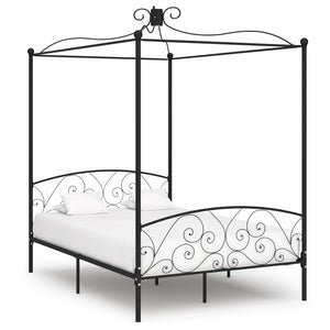 Letto a Baldacchino Nero in Metallo 120x200 cm cod mxl 60614