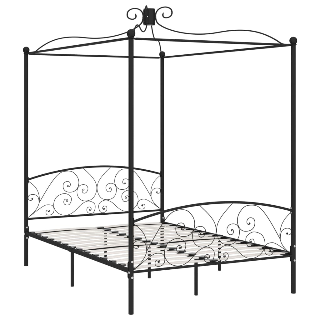 Letto a Baldacchino Nero in Metallo 120x200 cm cod mxl 60614