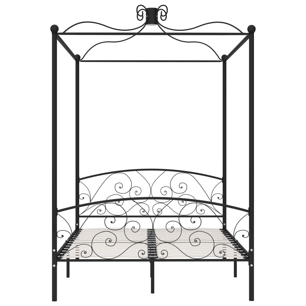Letto a Baldacchino Nero in Metallo 120x200 cm 284476