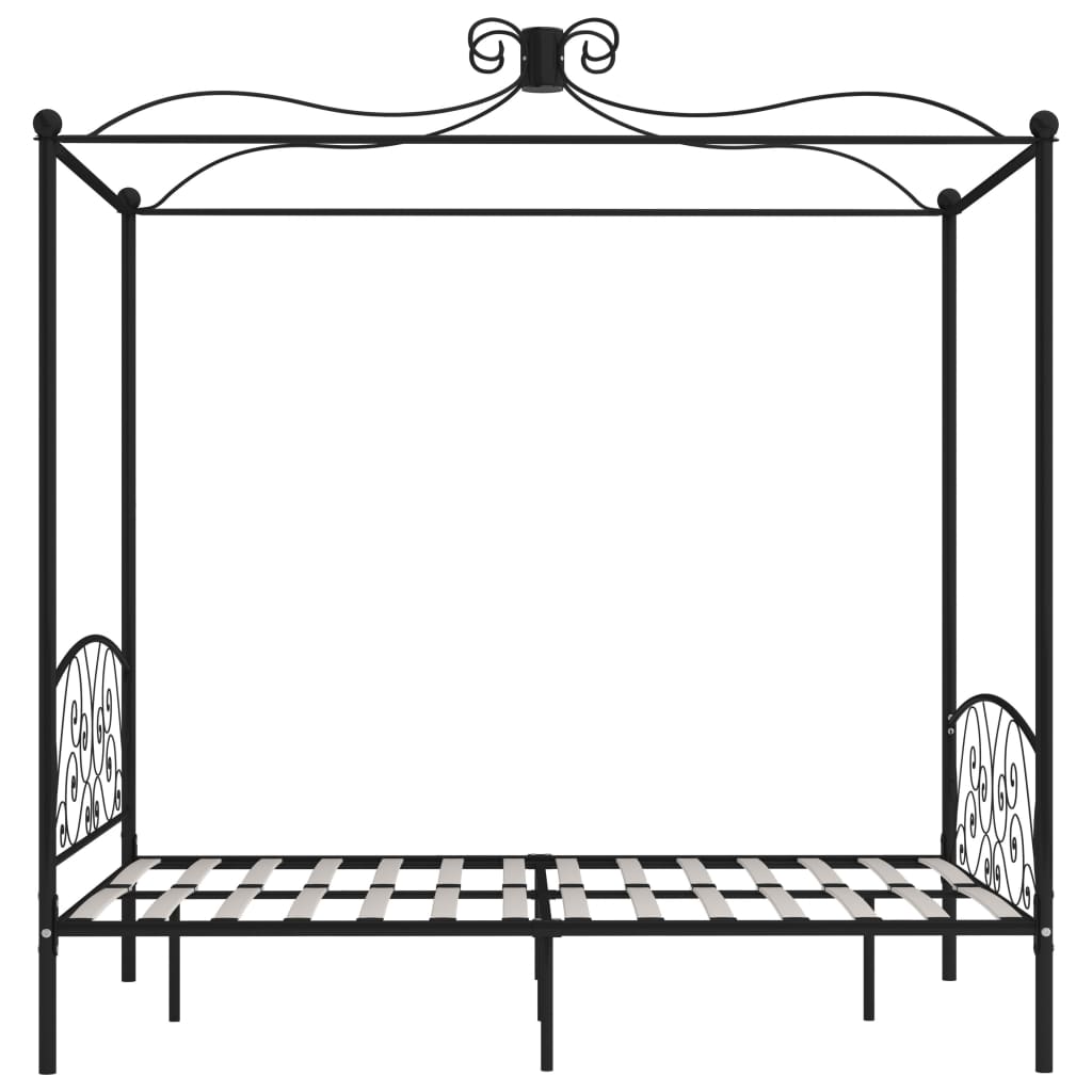 Letto a Baldacchino Nero in Metallo 120x200 cm 284476