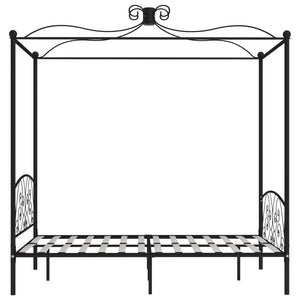 Letto a Baldacchino Nero in Metallo 120x200 cm 284476