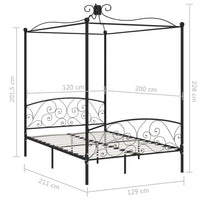 Letto a Baldacchino Nero in Metallo 120x200 cm cod mxl 60614